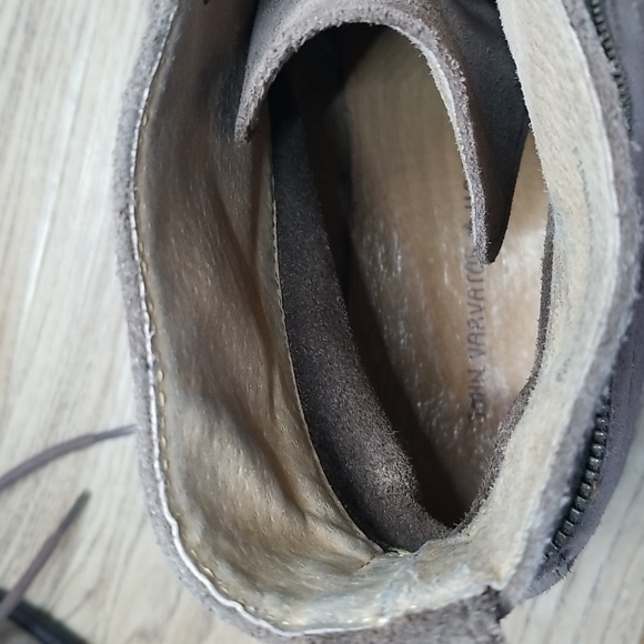 John Varvatos Suede Leather Mens Grey Distressed Lace Ankle Chukka Boots Zipper - Picture 12 of 13